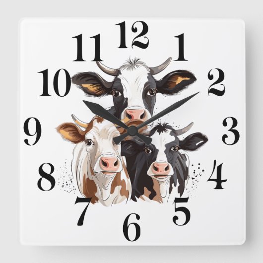 Cow Wall Clock スクエア壁時計 (正面)