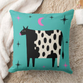 Cow with Stars& Moon Blue Turquoise クッション (ブランケット)