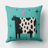 Cow with Stars& Moon Blue Turquoise クッション (裏面)