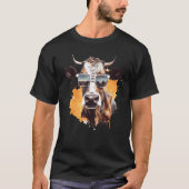 Cow With Sunglasses Farmer 1 Tシャツ (正面)