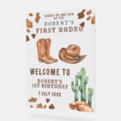 COWBOYの最初の誕生日パーティー アクリルサイン (傾斜)