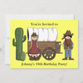 Cowboyまたは女性のカーボーイの子パーティー-キッズウエスタン 招待状 (正面)