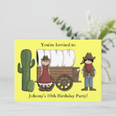 Cowboyまたは女性のカーボーイの子パーティー-キッズウエスタン 招待状 (スタンド正面)