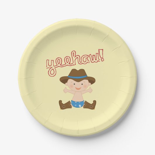 Cowboyをテーマにしたプレートの誕生日 ペーパープレート (正面)