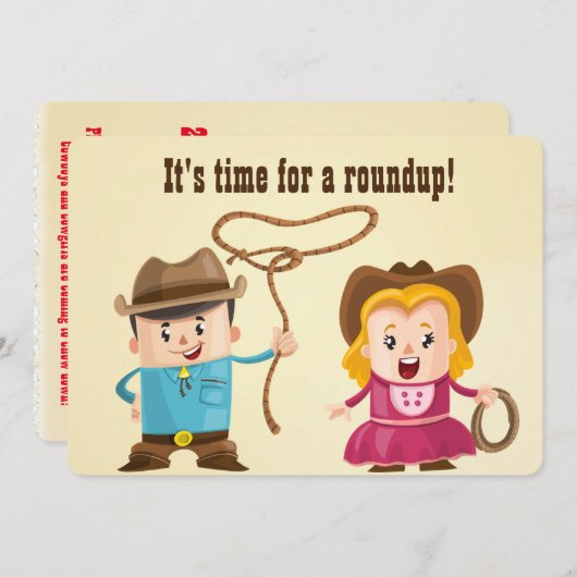 Cowboyパーソナライズされたと女性のカーボーイBBQ Roundup 招待状 (正面/裏面)