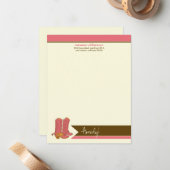 Cowboyブーカスタムツ·フラット·ノート·カード(ピンク) ノートカード (正面/裏面インサイチュ)