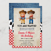 Cowboy女性のカーボーイ共同誕生日パーティーの招待 招待状 (正面/裏面)