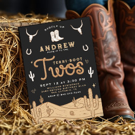 Cowboy 2nd Birthday Party Terri-Boot Twos Black 招待状