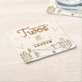 Cowboy 2nd Birthday Party Terri-Boot Twos Western スクエアペーパーコースター (アングル)