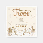 Cowboy 2nd Birthday Party Terri-Boot Twos Western スタンダードカクテルナプキン (正面)