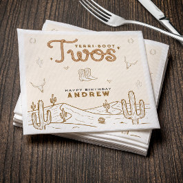 Cowboy 2nd Birthday Party Terri-Boot Twos Western スタンダードカクテルナプキン