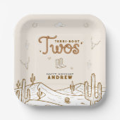 Cowboy 2nd Birthday Party Terri-Boot Twos Western ペーパープレート (正面)