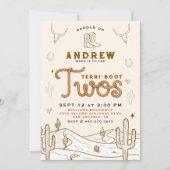 Cowboy 2nd Birthday Party Terri-Boot Twos Western 招待状 (正面)