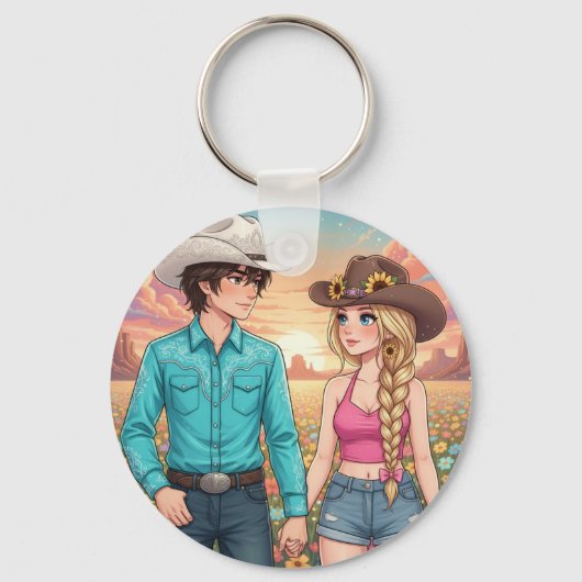 cowboy and cowgirl anime style キーホルダー (正面)