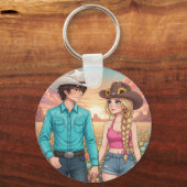 cowboy and cowgirl anime style キーホルダー (裏面)