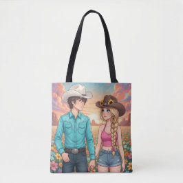 cowboy and cowgirl anime style トートバッグ