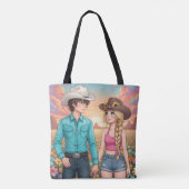 cowboy and cowgirl anime style トートバッグ (裏面)