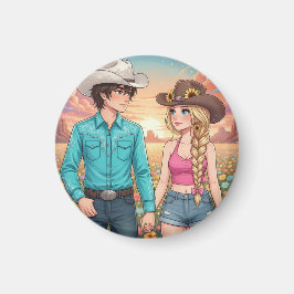 cowboy and cowgirl anime style マグネット