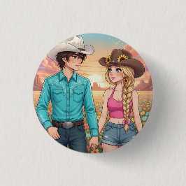 cowboy and cowgirl anime style 缶バッジ