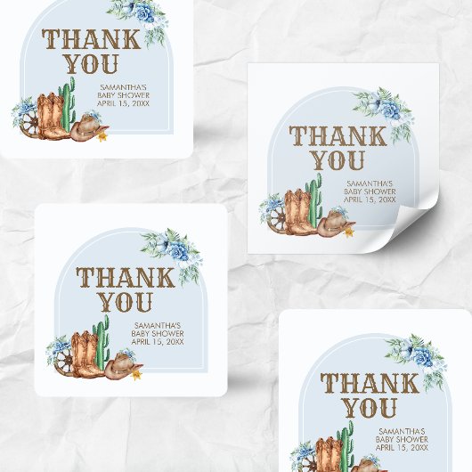 Cowboy Baby Shower スクエアシール