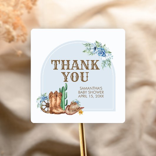 Cowboy Baby Shower スクエアシール