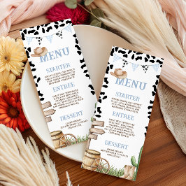 Cowboy Baby Shower 4x9 Menu Card メニュー