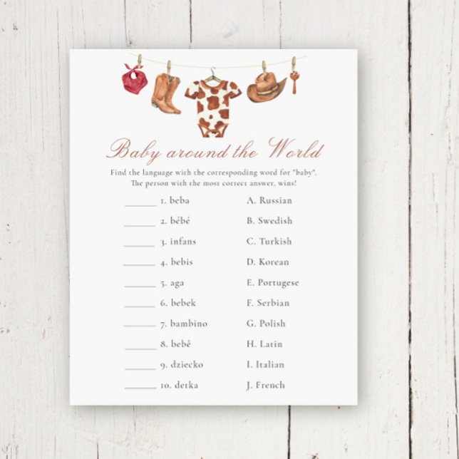 Cowboy baby shower - Baby around the world game (クリエイターアップロード済み)
