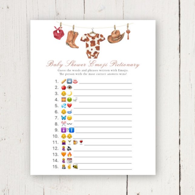 Cowboy baby shower Emoji picture game (クリエイターアップロード済み)