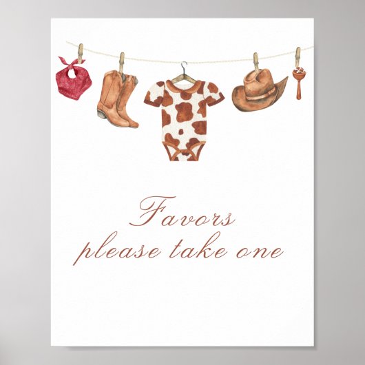 Cowboy baby shower - favors, please take one ポスター (正面)