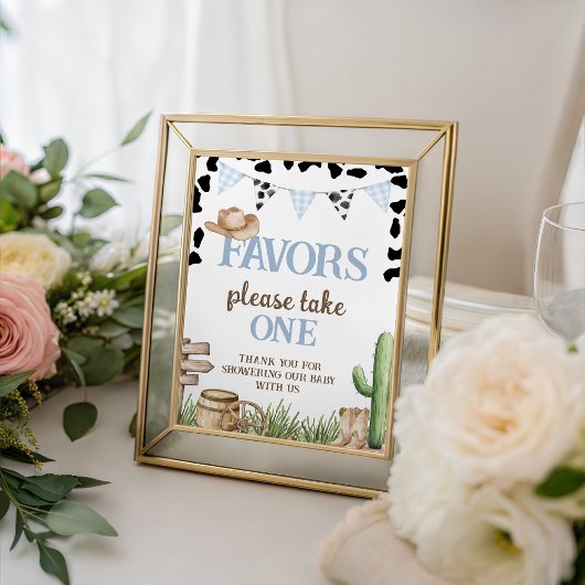 Cowboy Baby Shower Favors Table Sign 台座サイン