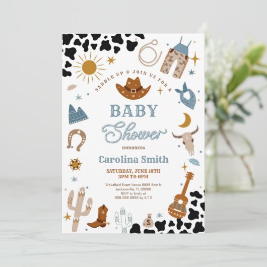 Cowboy Baby Shower Invitation 招待状 (スタンド正面)