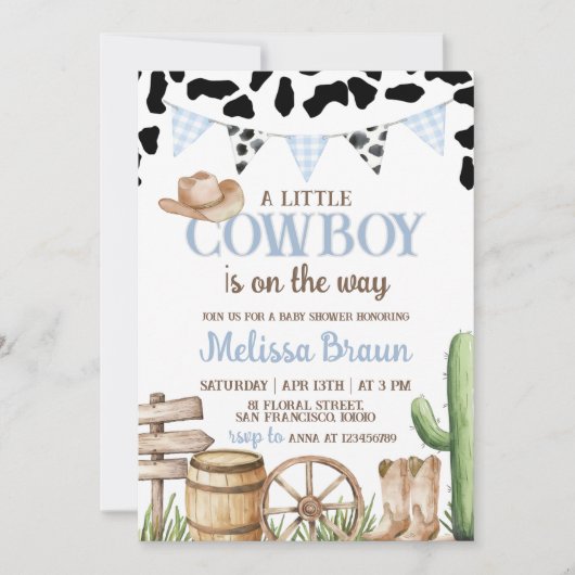 Cowboy Baby Shower Invitation 招待状 (正面)