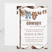 Cowboy Baby Shower Invitation Template, A Little 招待状 (正面/裏面)
