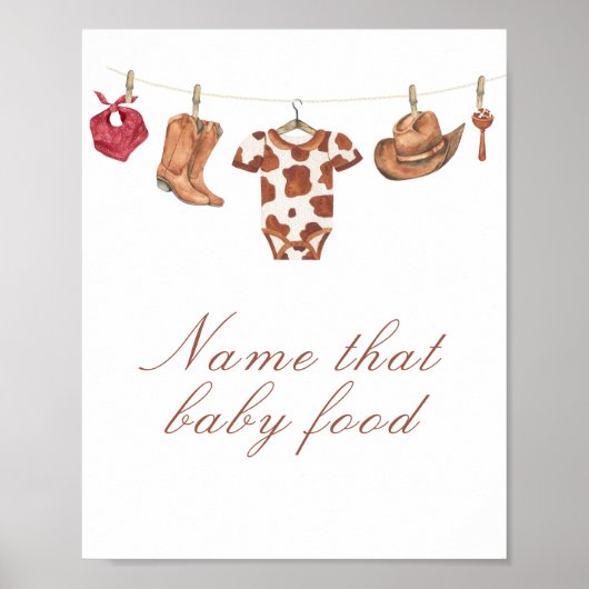 Cowboy baby shower - name that baby food ポスター (正面)