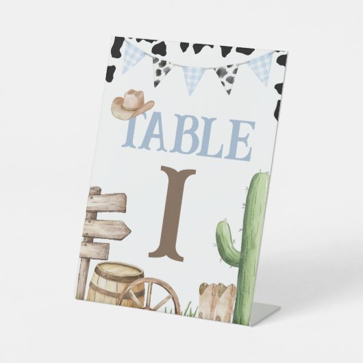Cowboy Baby Shower Table Numbers 台座サイン (正面)