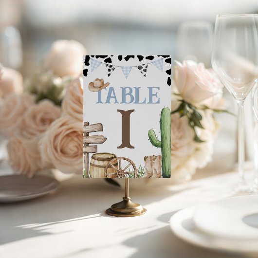 Cowboy Baby Shower Table Numbers 台座サイン