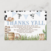 Cowboy Baby Shower Thank You Card エンクロージャーカード (正面)