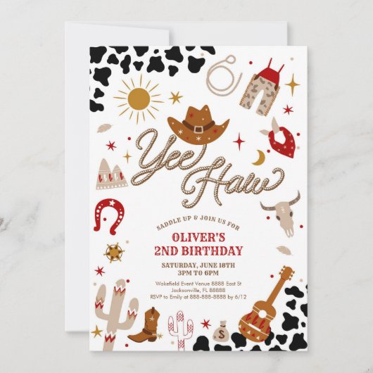 Cowboy Birthday Invitation Boy 招待状 (正面)