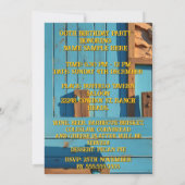 Cowboy Birthday Party Barn Boots Hat blue brown 招待状 (裏面)