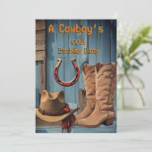 Cowboy Birthday Party Boots Hat Horseshoe 招待状 (スタンド正面)