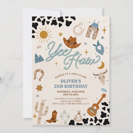 Cowboy Birthday Party Invitation 招待状 (正面)