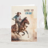 Cowboy Birthday Western Themed Horseback カード (正面)