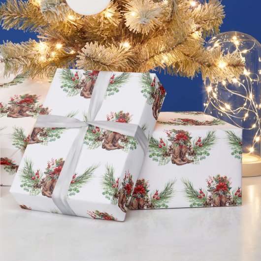 Cowboy boot Christmas Wrapping Paper ラッピングペーパー (クリスマス)