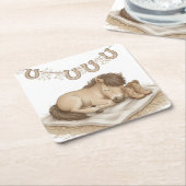 Cowboy Boots and Foal Baby Shower スクエアペーパーコースター (アングル)