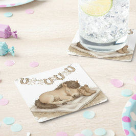Cowboy Boots and Foal Baby Shower スクエアペーパーコースター