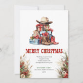 Cowboy boots Christmas greeting card rustic シーズンカード (正面)