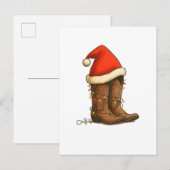 Cowboy Boots Christmas Western Santa Hat  案内ポストカード (正面/裏面)