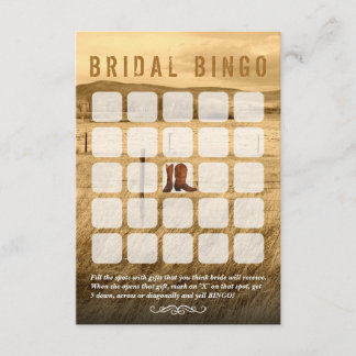 Cowboy Boots CountryブライダルシャワーBingo Cards 招待状
