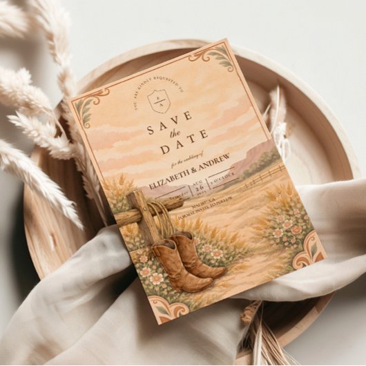 Cowboy Boots Desert Wedding セーブザデート