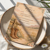 Cowboy Boots Desert Wedding 出欠カード